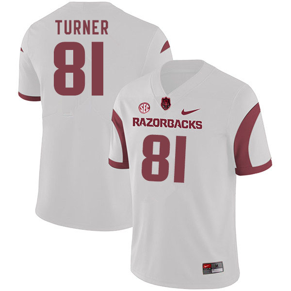 Men #81 Darin Turner Arkansas Razorbacks College Football Jerseys Sale-White